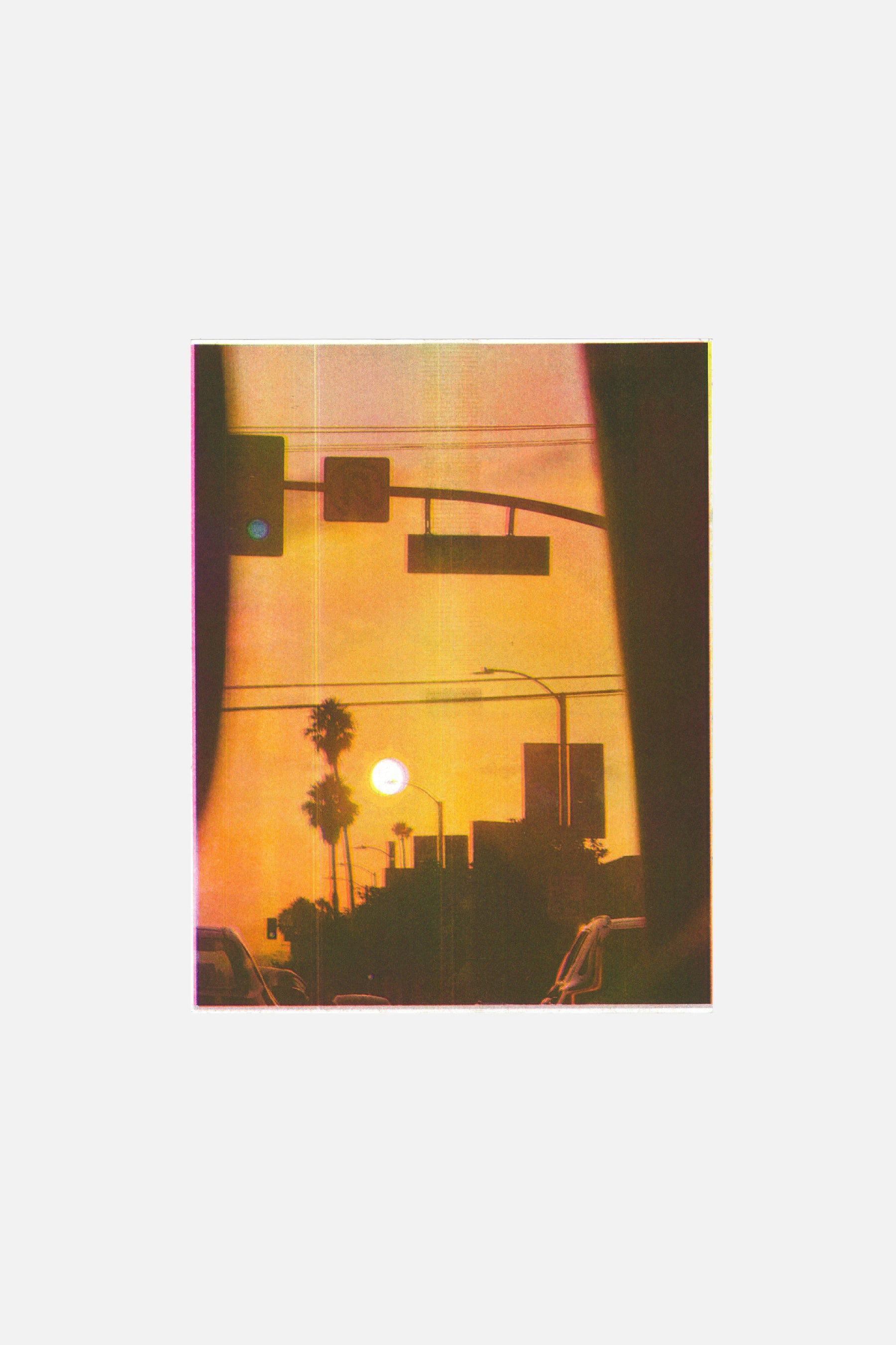 Detail of color overlap and ink texture on Sunset risograph print
