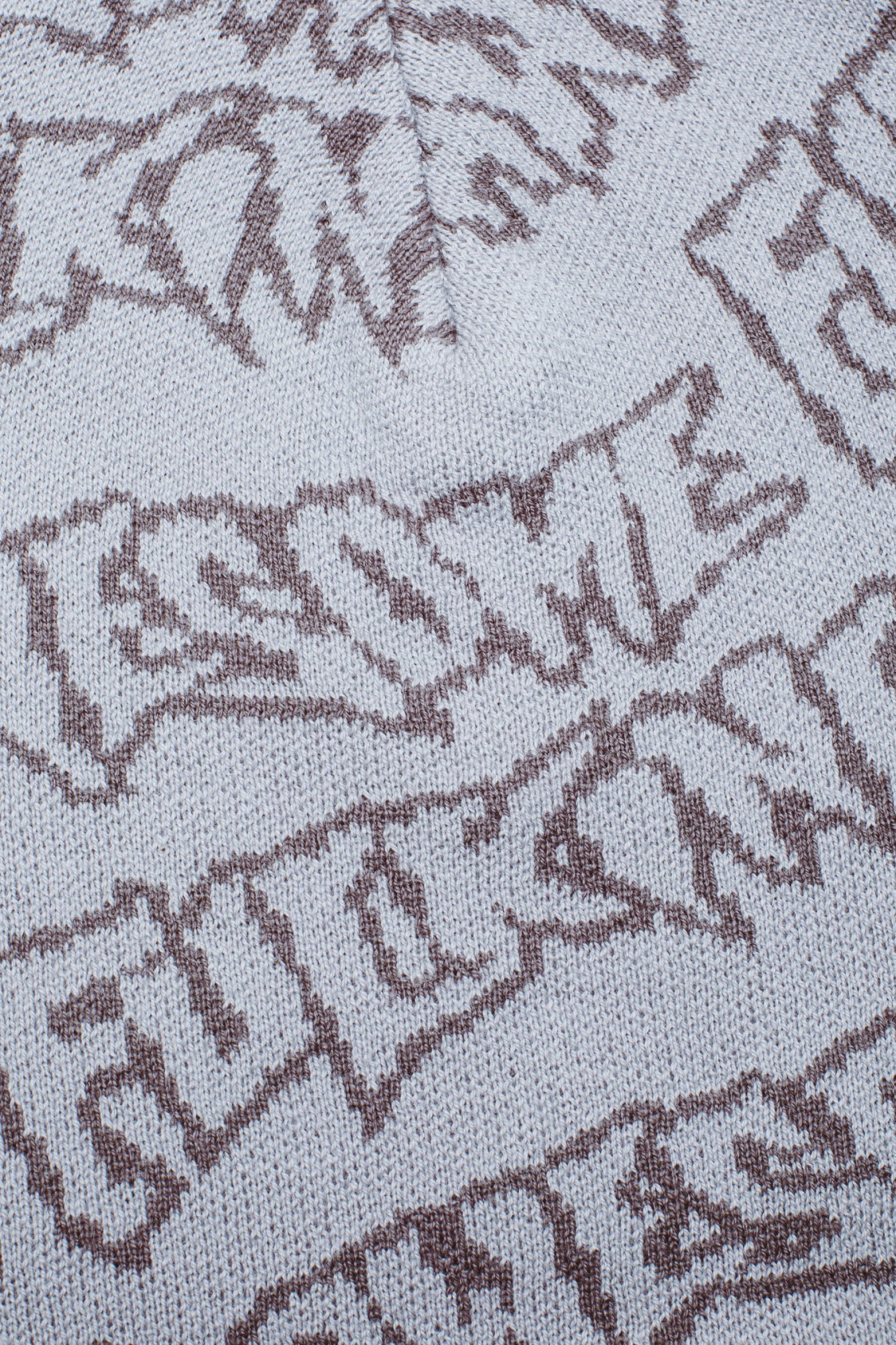Close-up of Fucking Awesome logo print on FA Stamp Repeat Skully beanie
