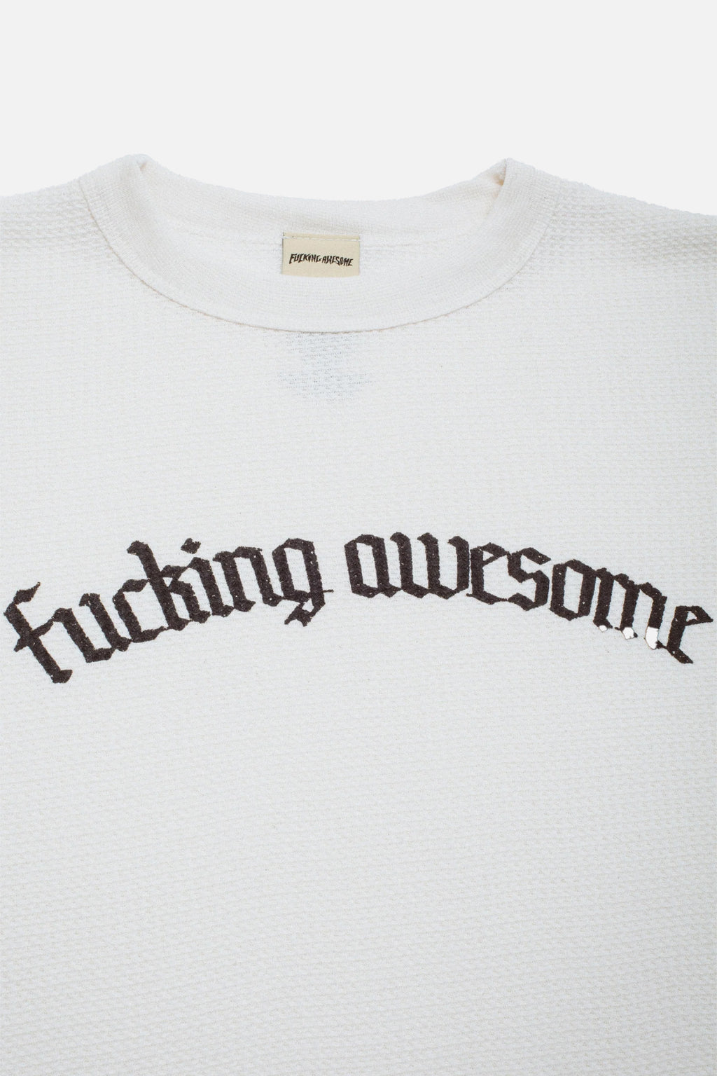 Blackletter logo print detail on Fucking Awesome long sleeve thermal