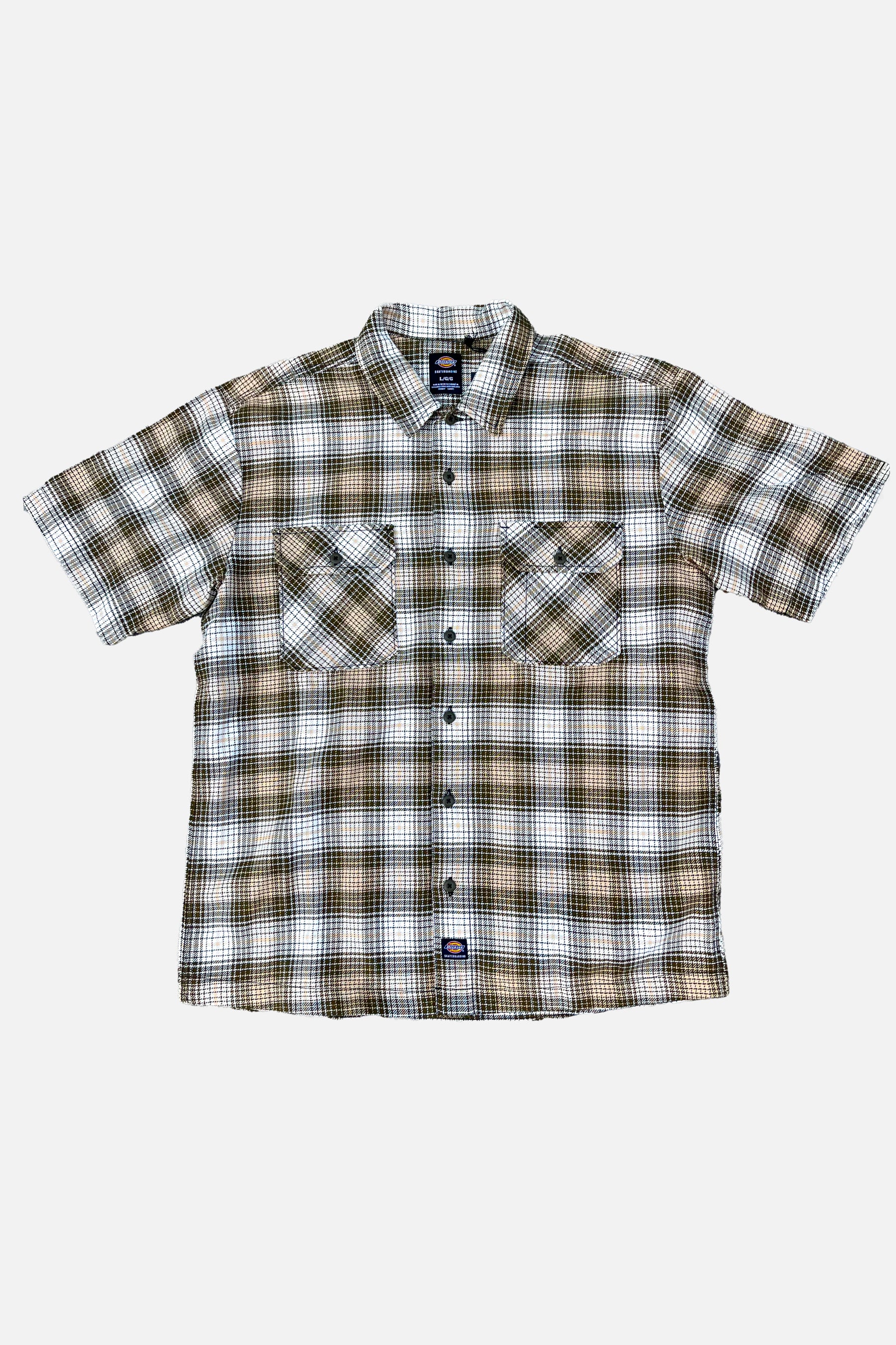 Dickies Skateboarding Mike Anderson ワークシャツ フロントビュー ダークオリーブ