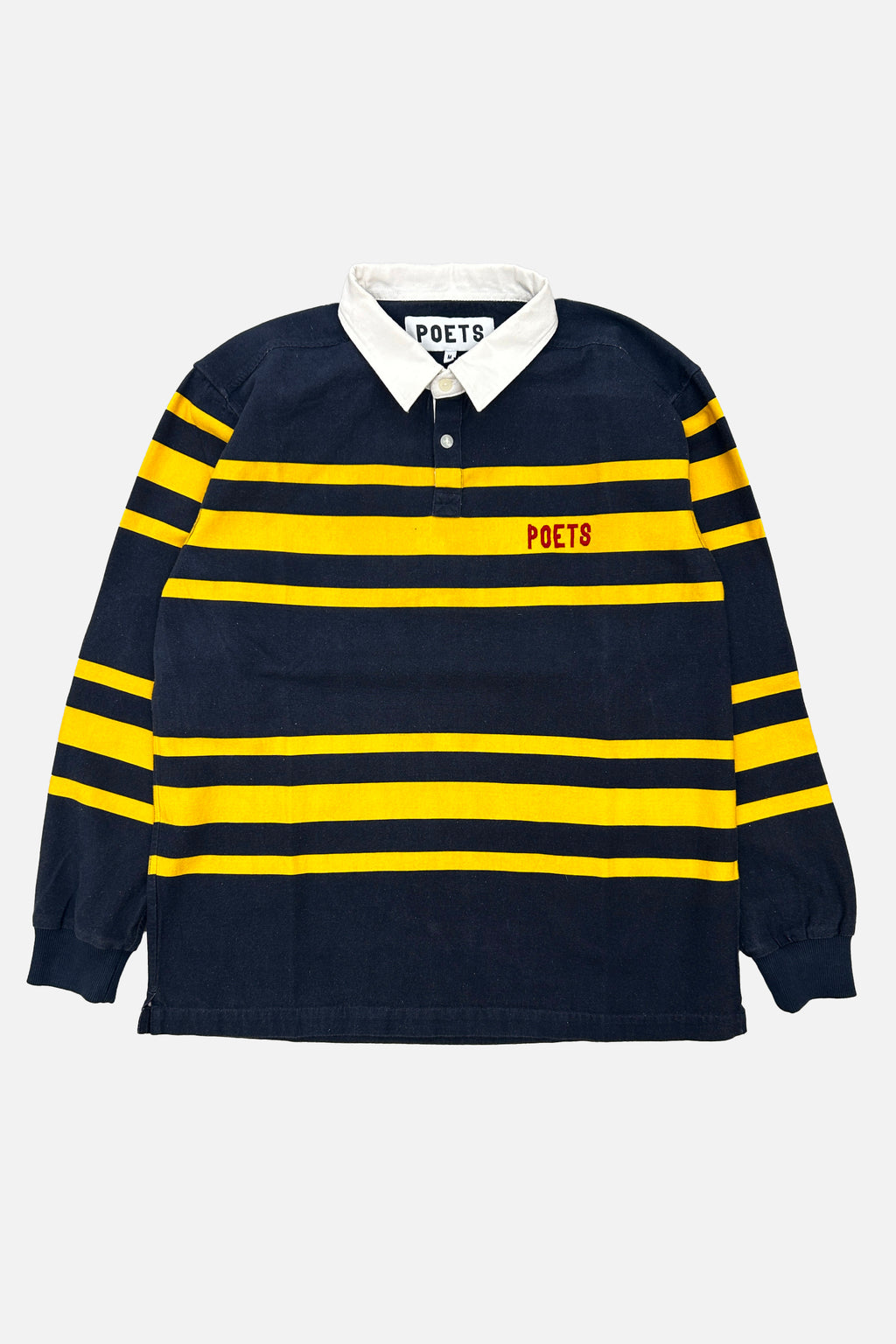POETS Rugby shirt navy and yellow with embroidered chest logo