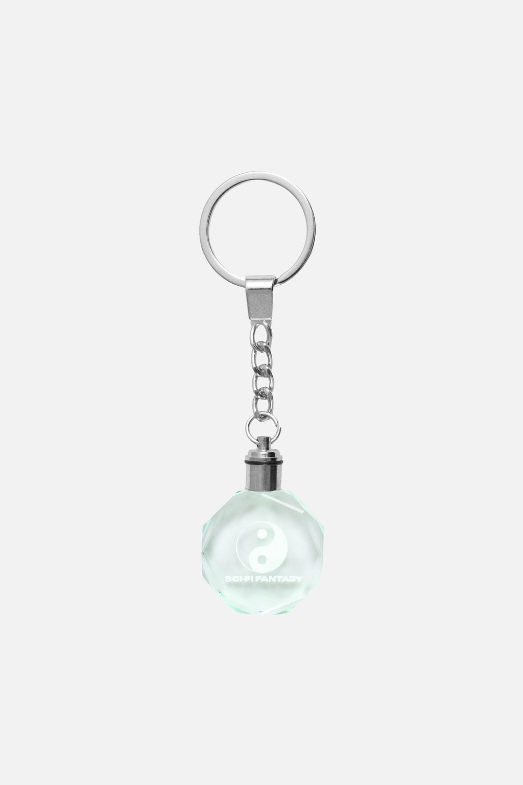 Illuminated view of SCI-FI FANTASY Light Up Crystal Keychain