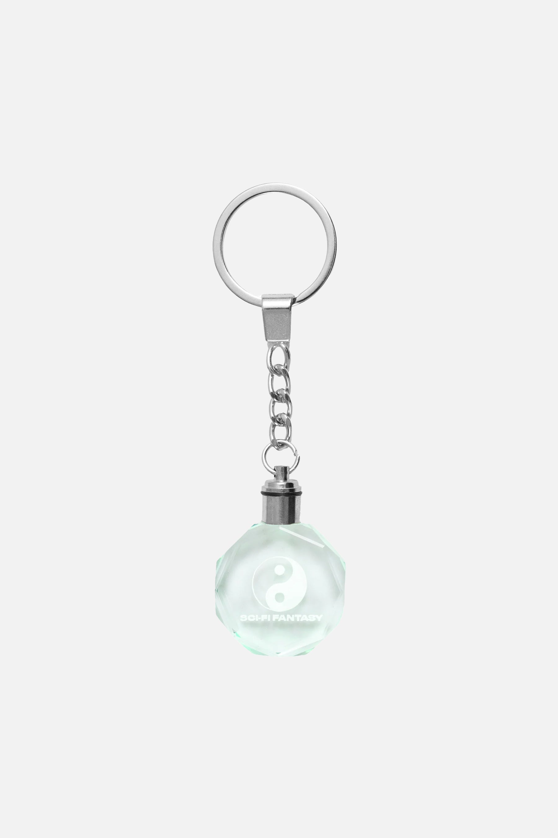 Illuminated view of SCI-FI FANTASY Light Up Crystal Keychain