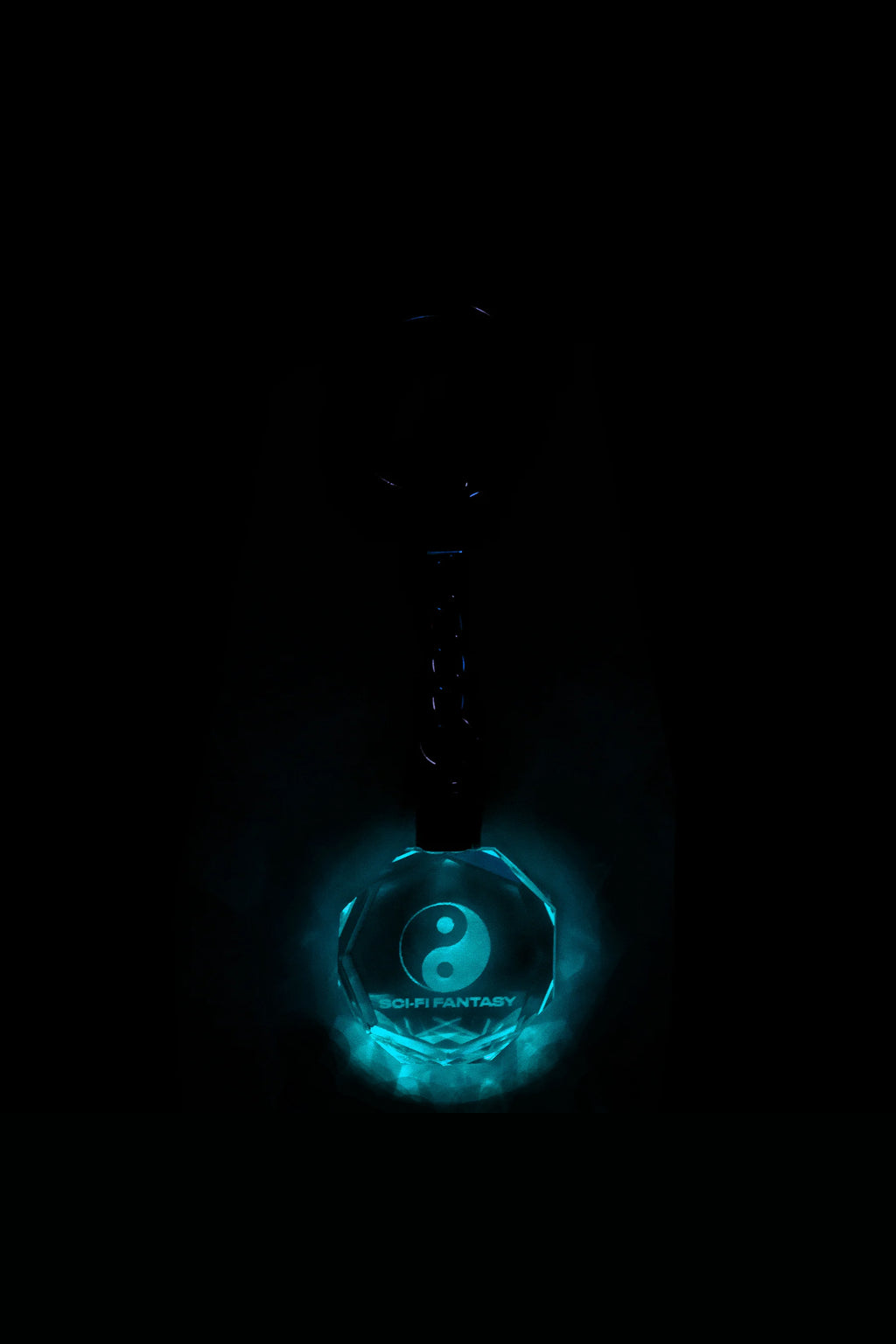 Close-up of crystal detail on SCI-FI FANTASY keychain