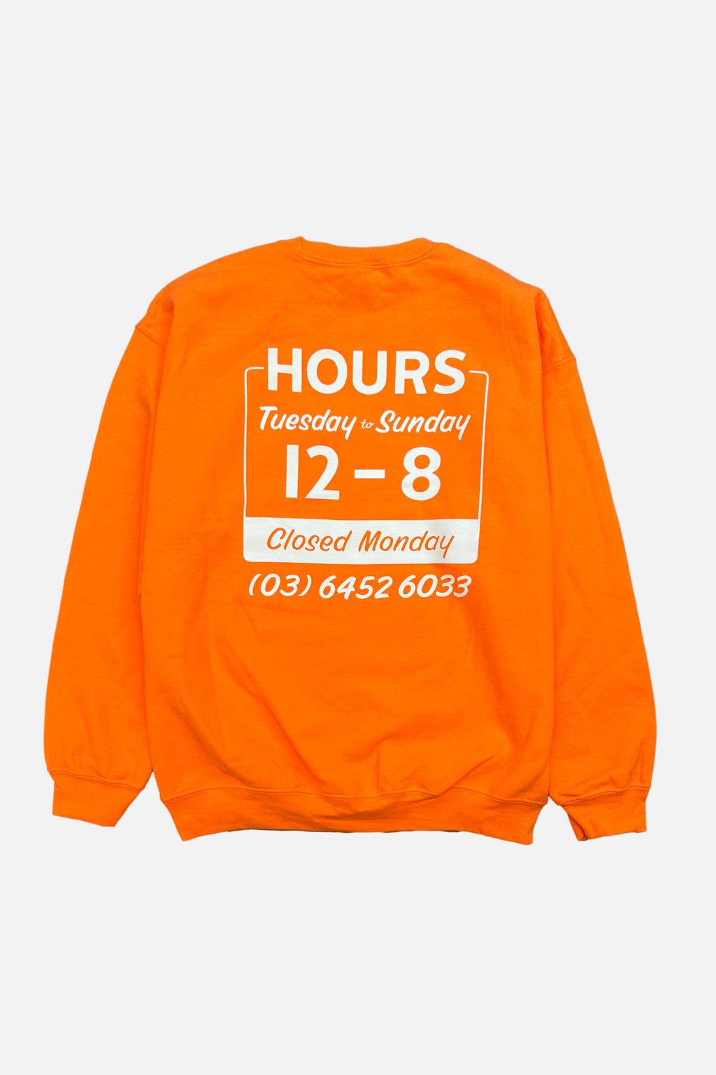 16 Original Crew sweatshirt orange body with white printed graphic