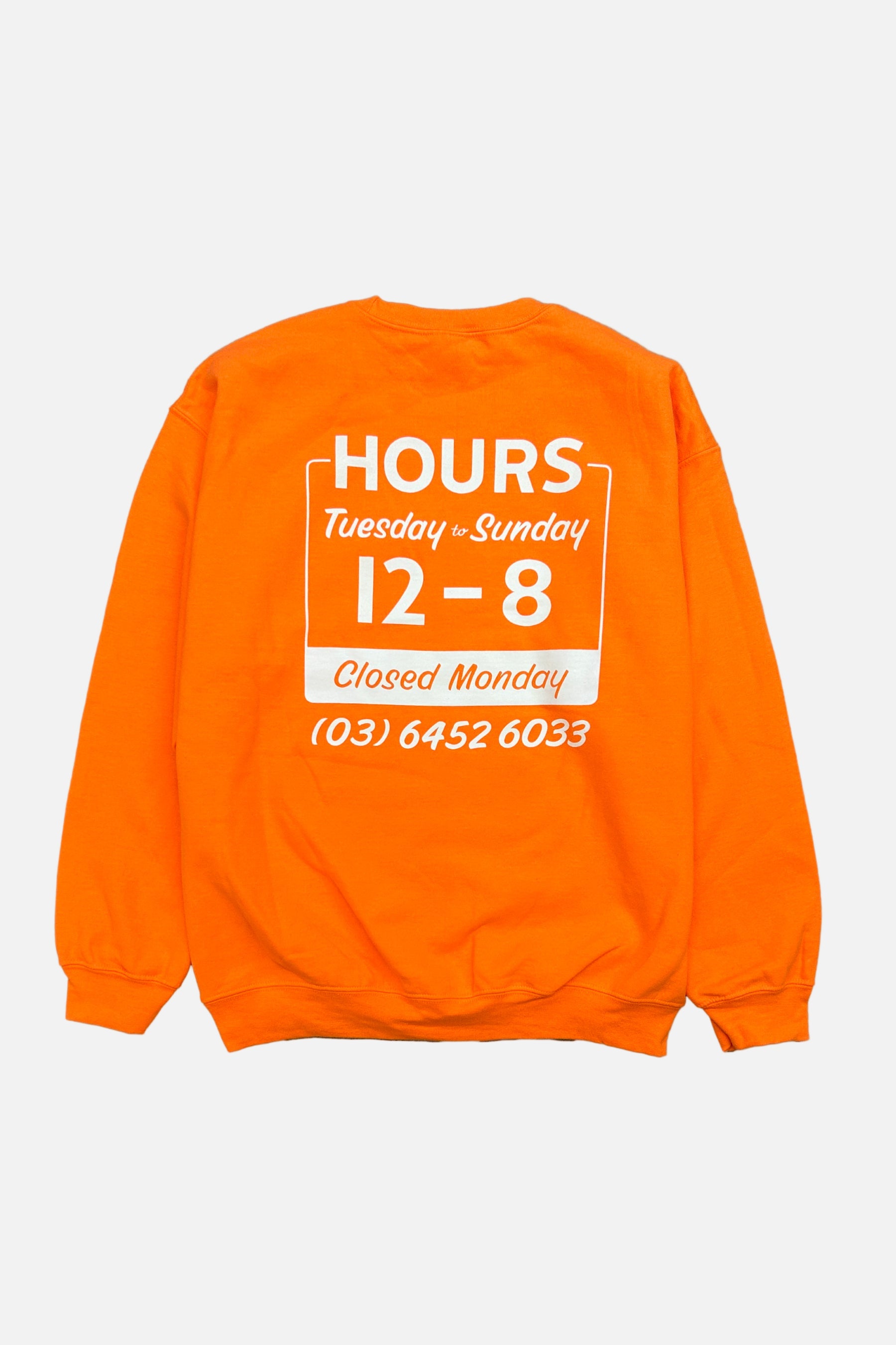 16 Original Crew sweatshirt orange body with white printed graphic